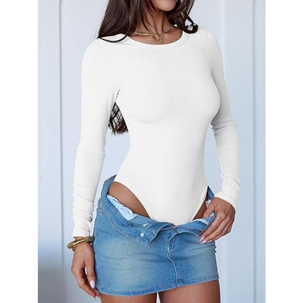 Ribbed Knit Soft Basic Tee Women Long Sleeve Crew… - image 2